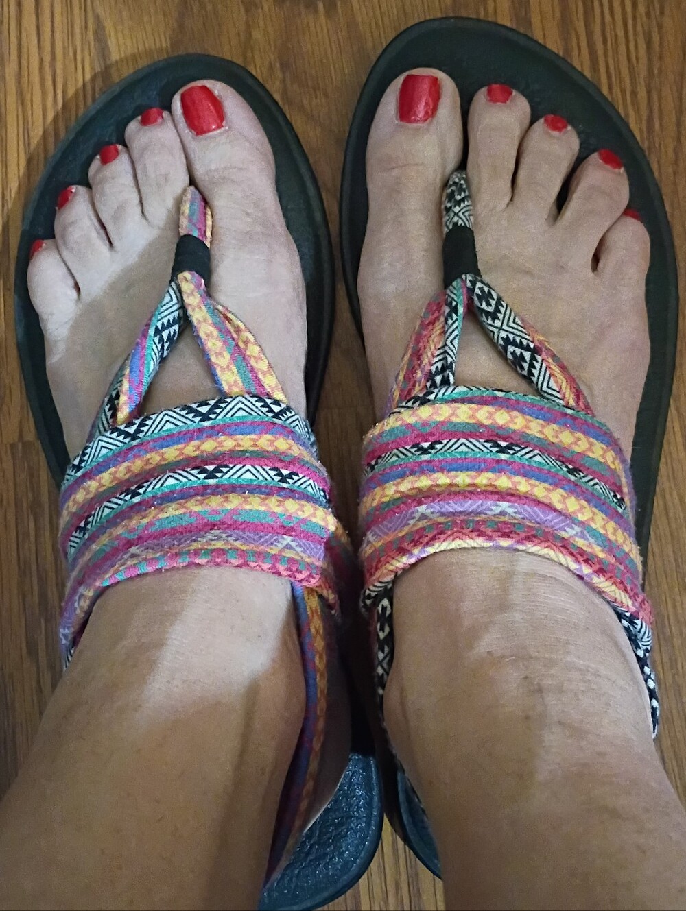 Sanuk Multicolor Braided Wrap Sandals with Black Footbed